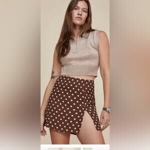Reformation Brown Polka Dot Mini Skirt